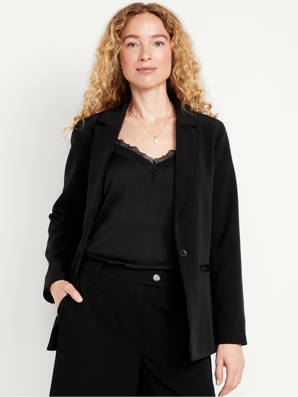 Old Navy Classic Double-Weave Blazer Black Size M